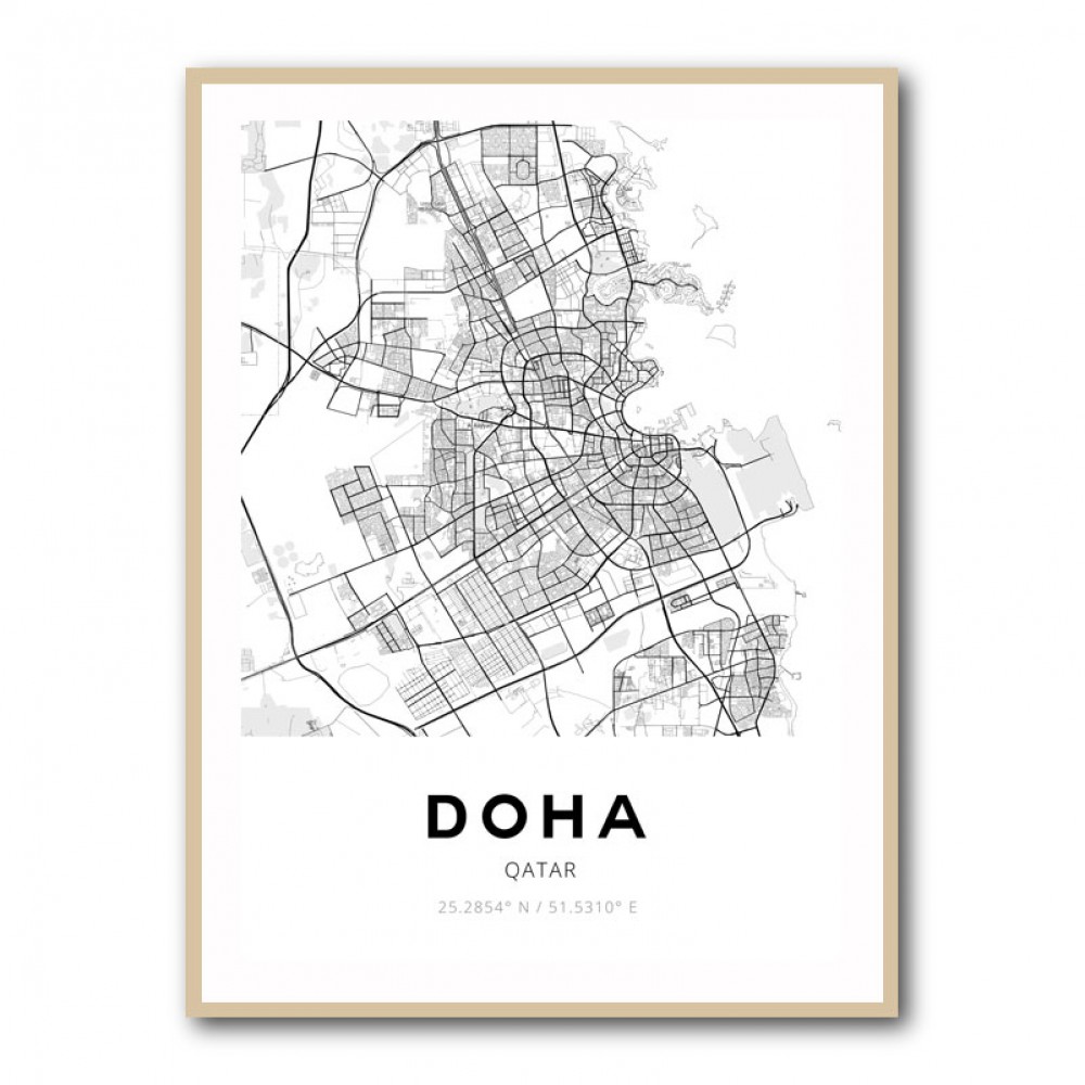 Doha City Map Wall Art