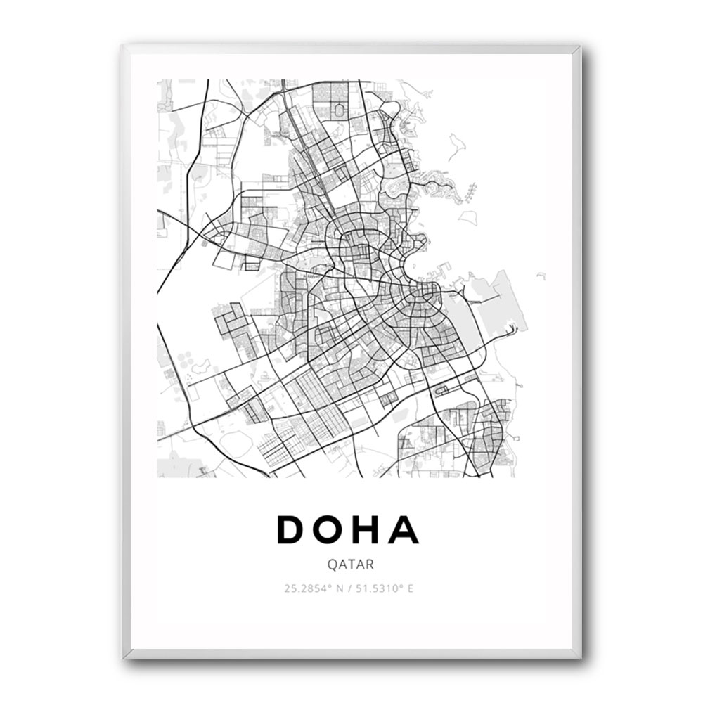 Doha City Map Wall Art