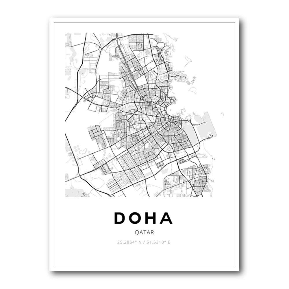 Doha City Map Wall Art