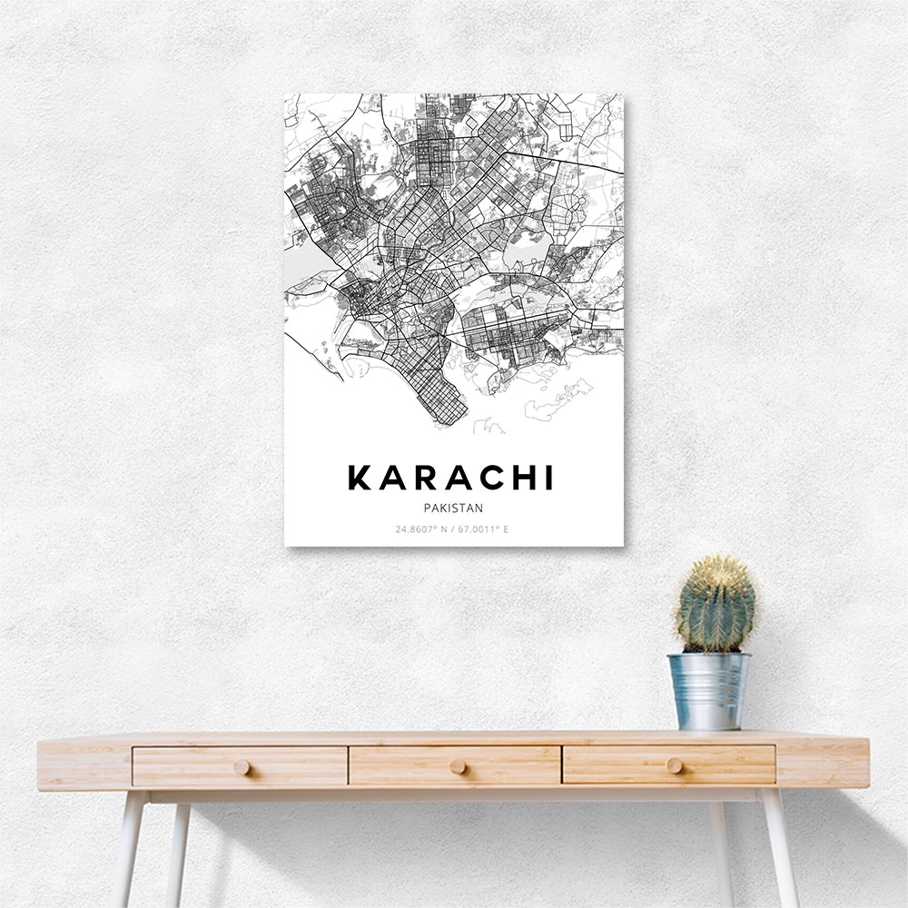 Karachi City Map Wall Art