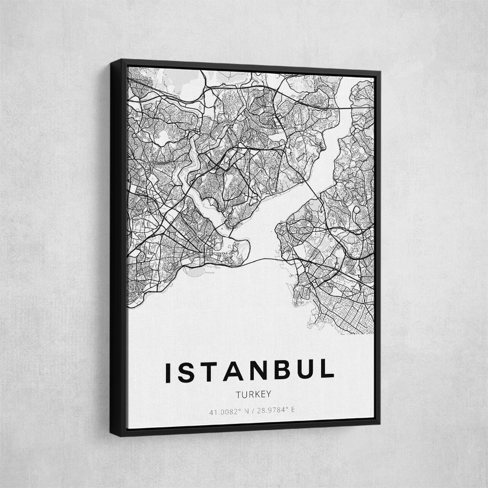 Istanbul City Map Wall Art