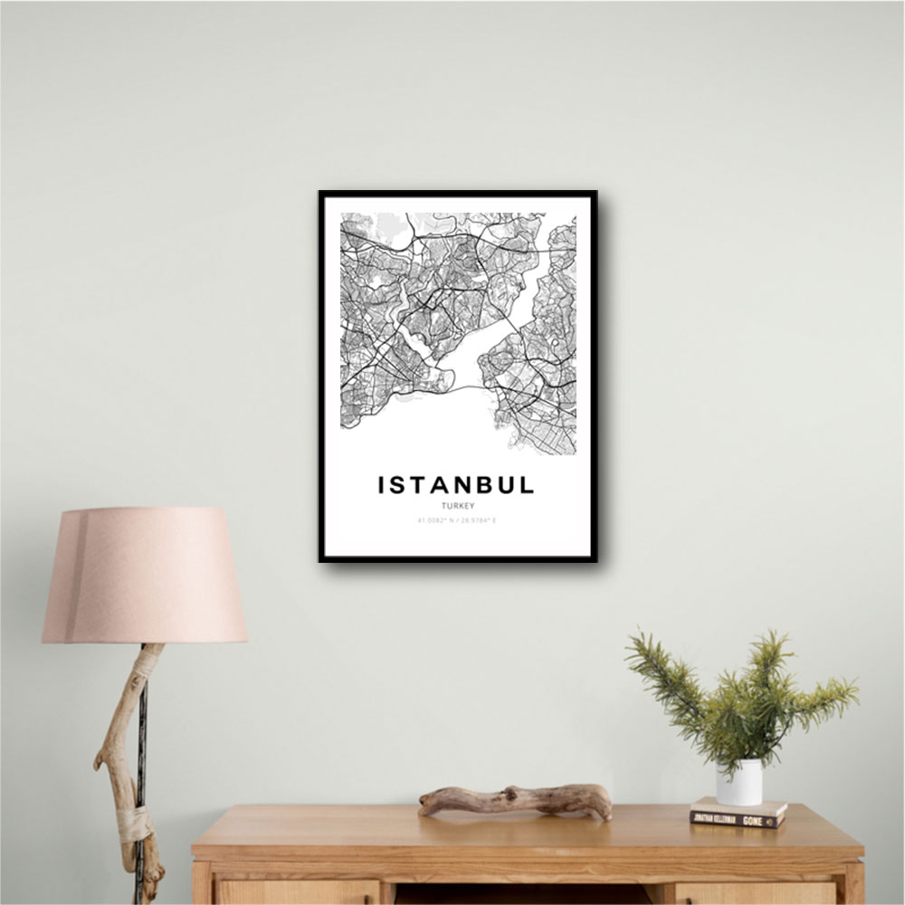 Istanbul City Map Wall Art