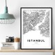 Istanbul City Map Wall Art