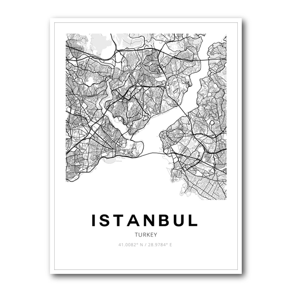 Istanbul City Map Wall Art