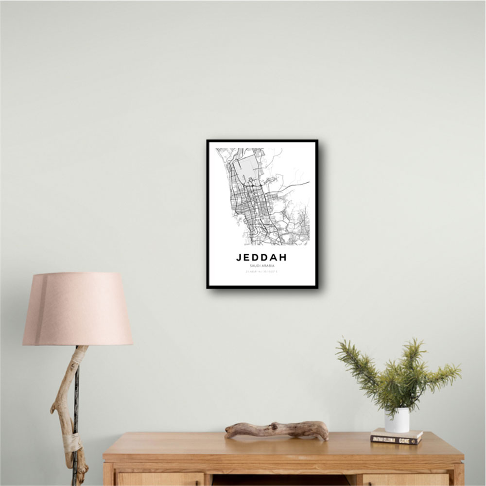 Jeddah City Map Wall Art