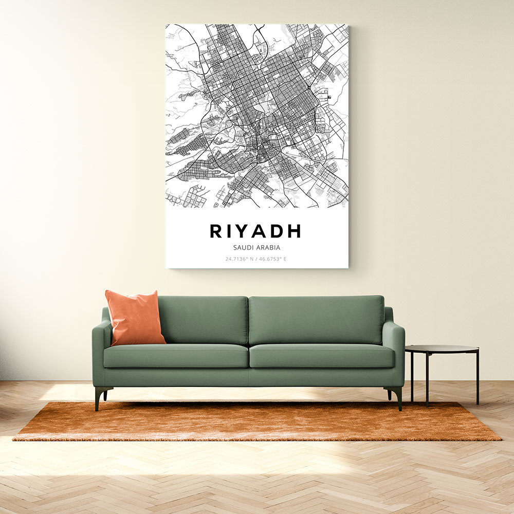 Riyadh City Map Wall Art