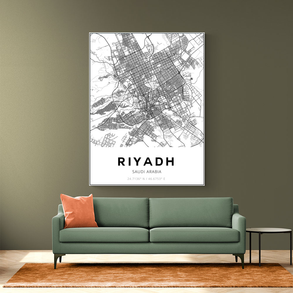 Riyadh City Map Wall Art