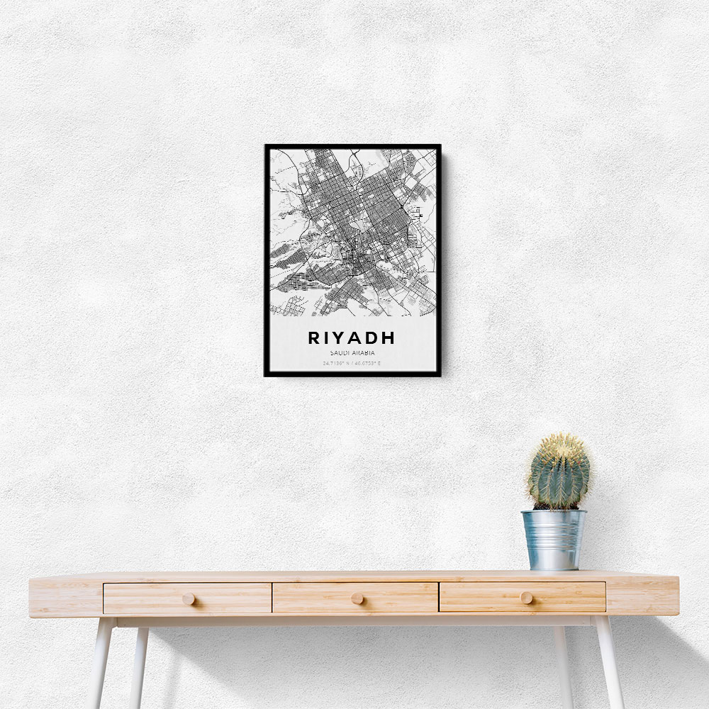 Riyadh City Map Wall Art