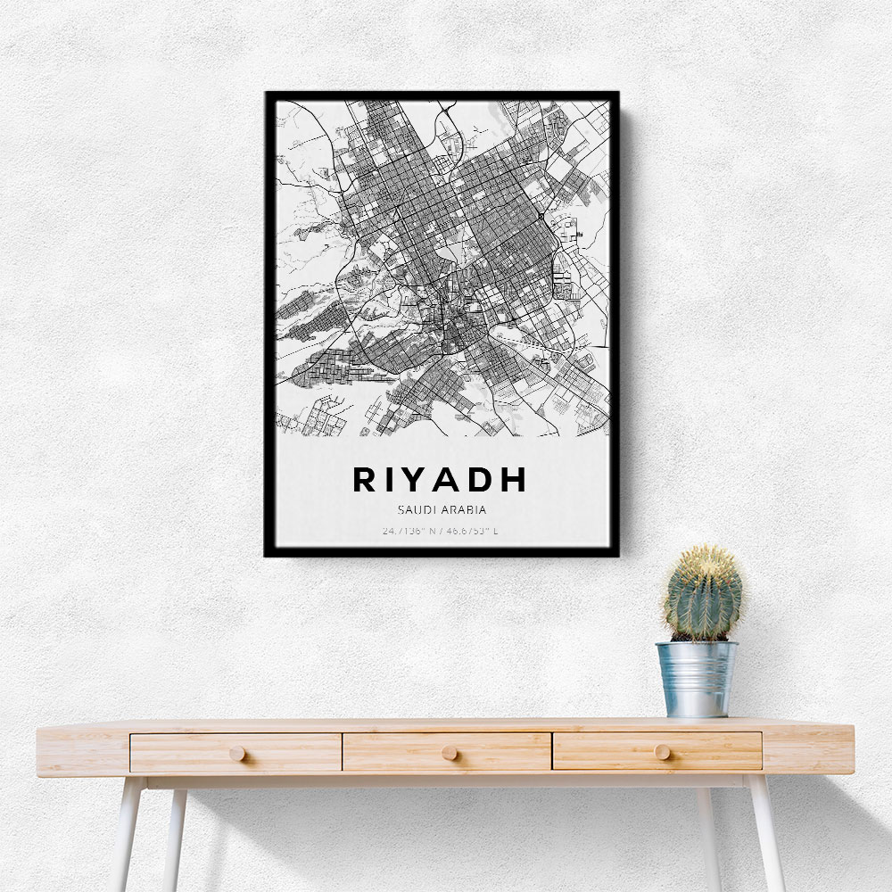 Riyadh City Map Wall Art