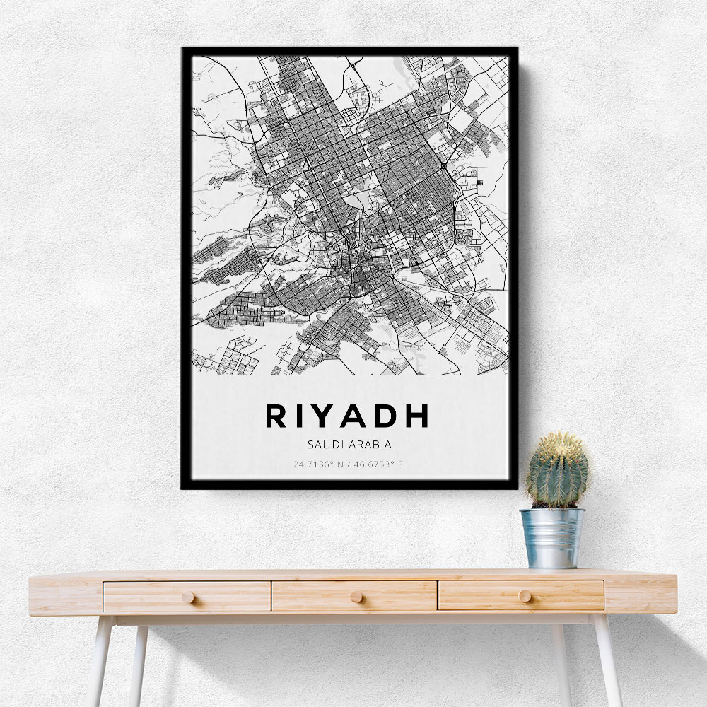 Riyadh City Map Wall Art