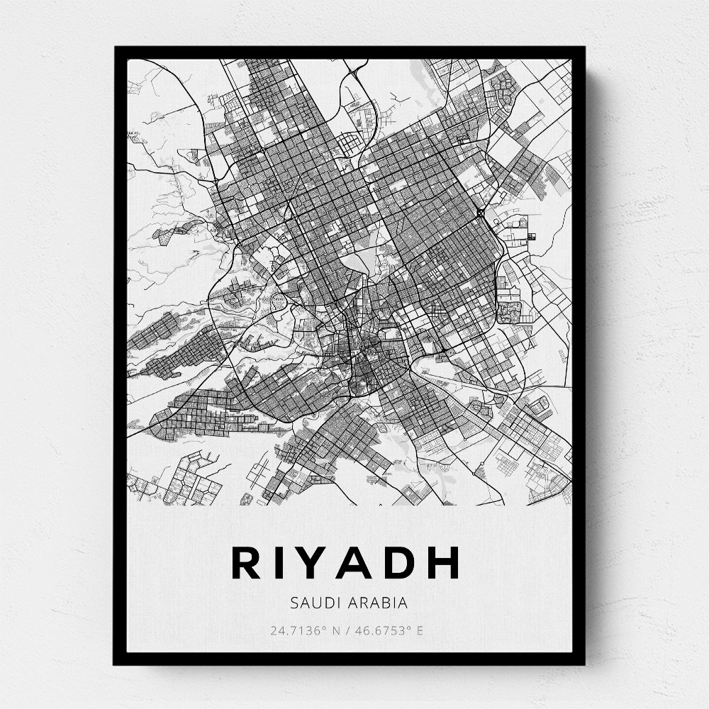 Riyadh City Map Wall Art