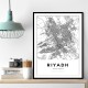 Riyadh City Map Wall Art