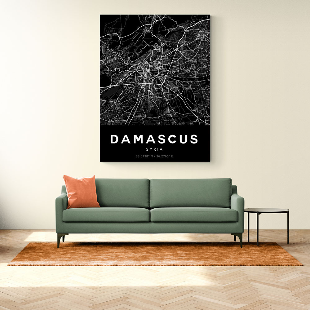 Damascus City Map - Black