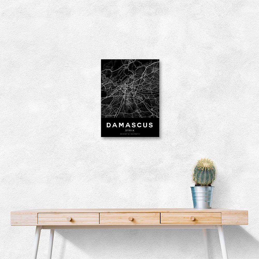 Damascus City Map - Black