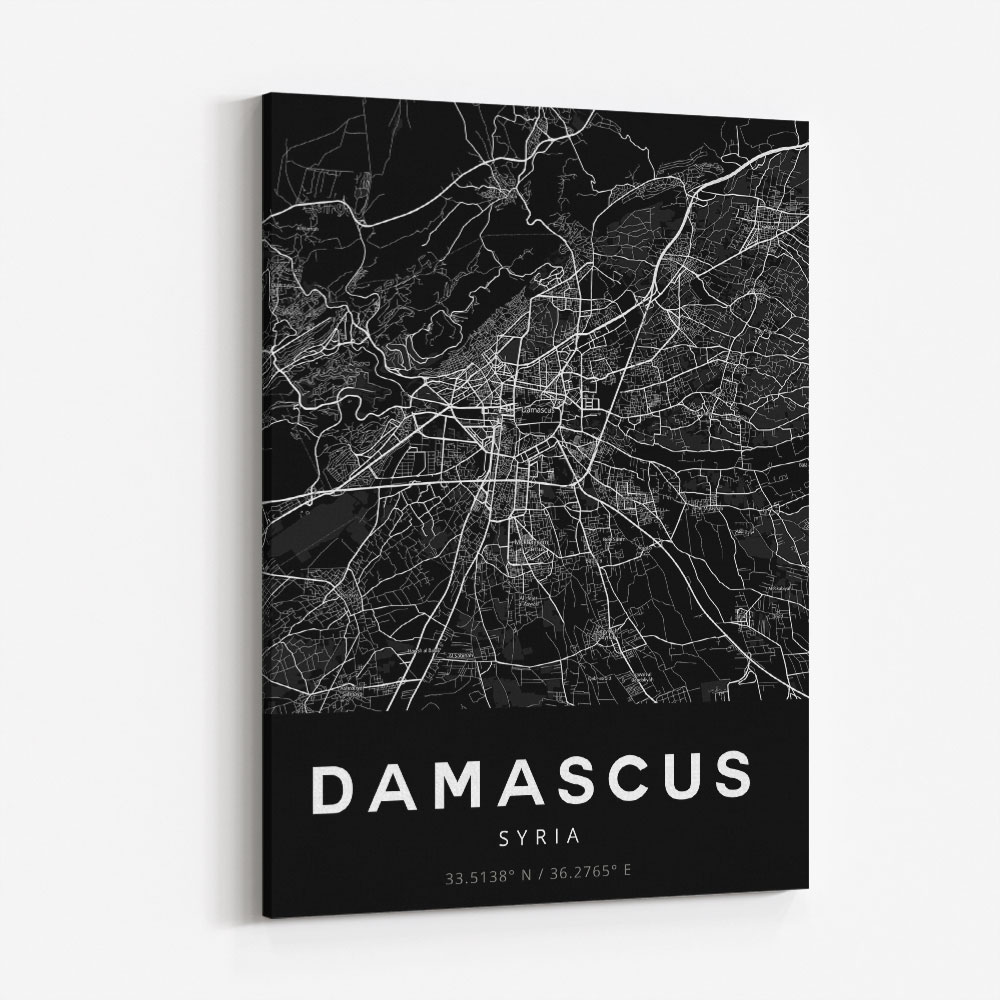 Damascus City Map - Black