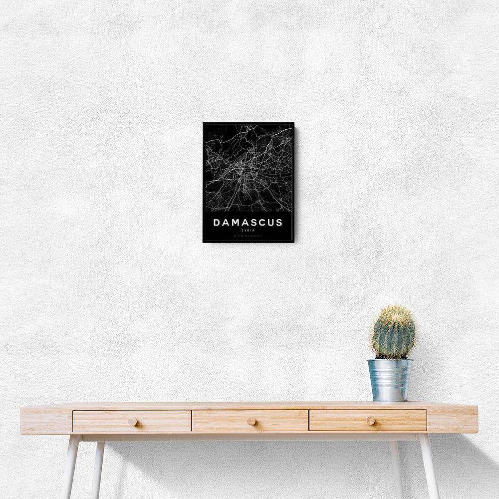 Damascus City Map - Black