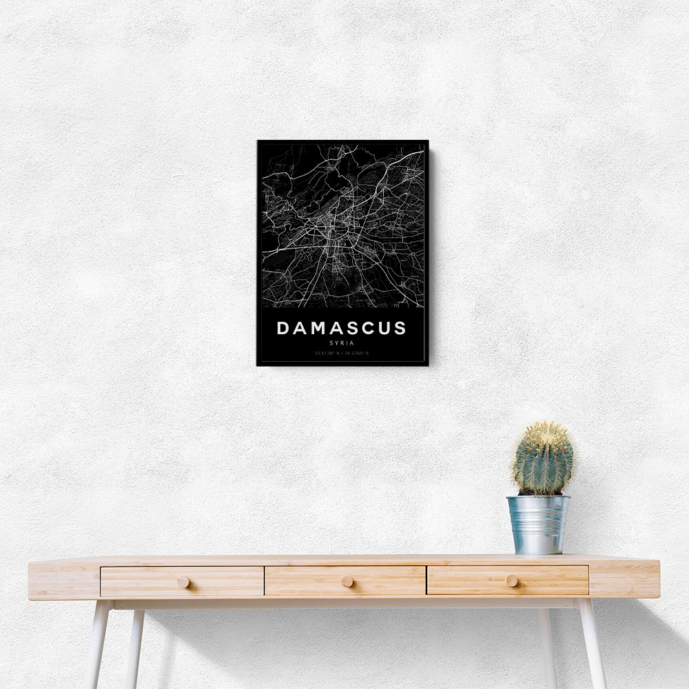 Damascus City Map - Black