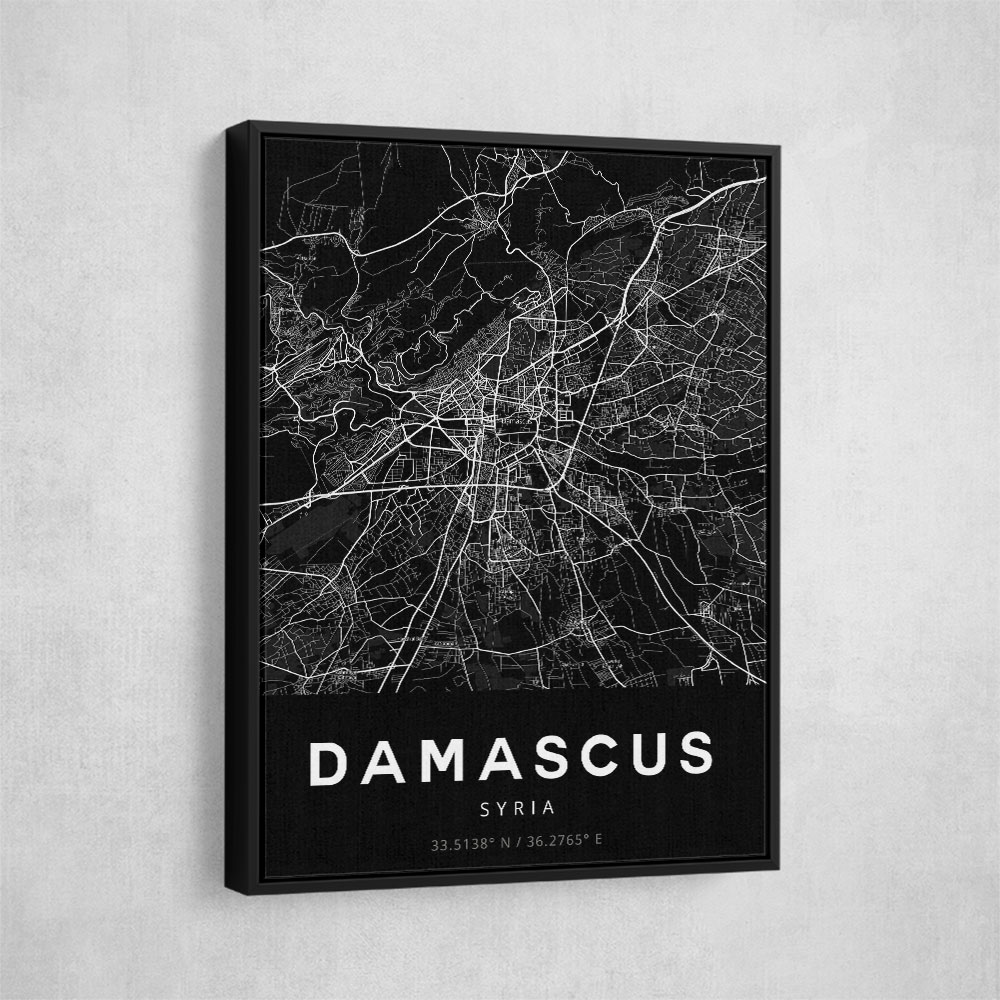 Damascus City Map - Black