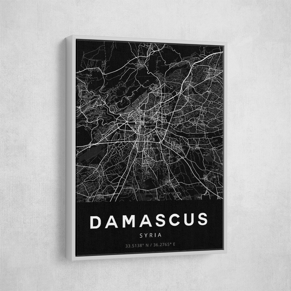 Damascus City Map - Black