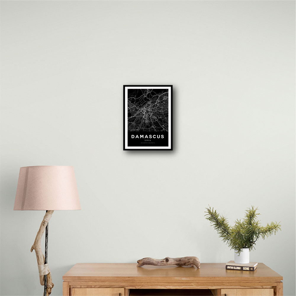 Damascus City Map - Black