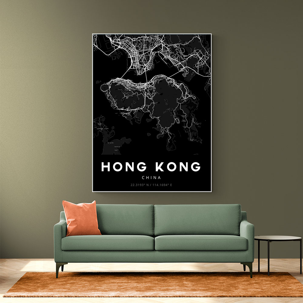 Hong Kong City Map - Black