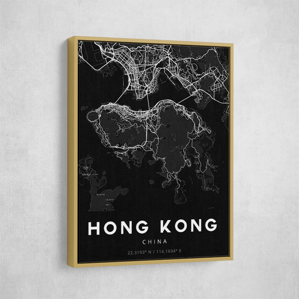 Hong Kong City Map - Black