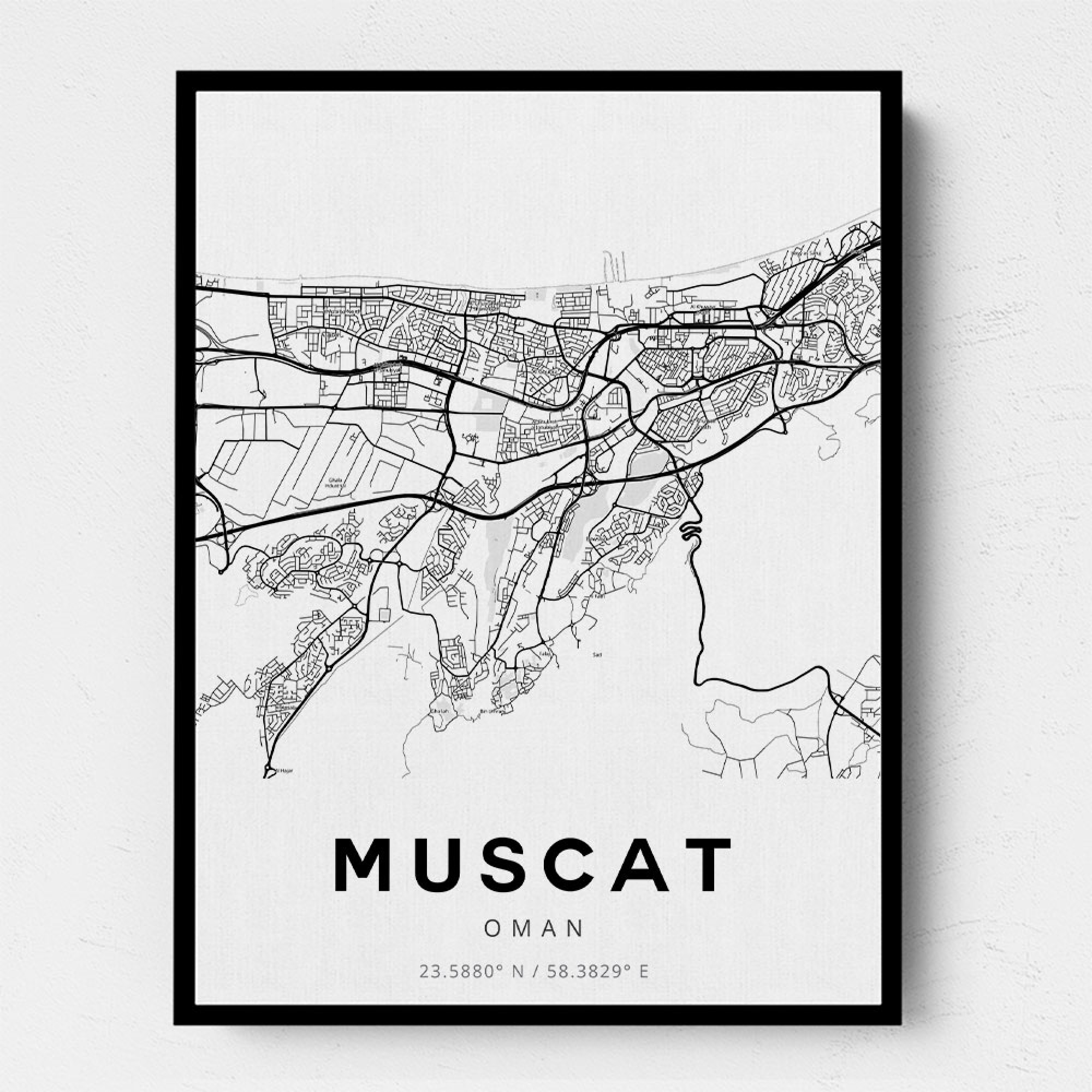 Muscat City Map Wall Art