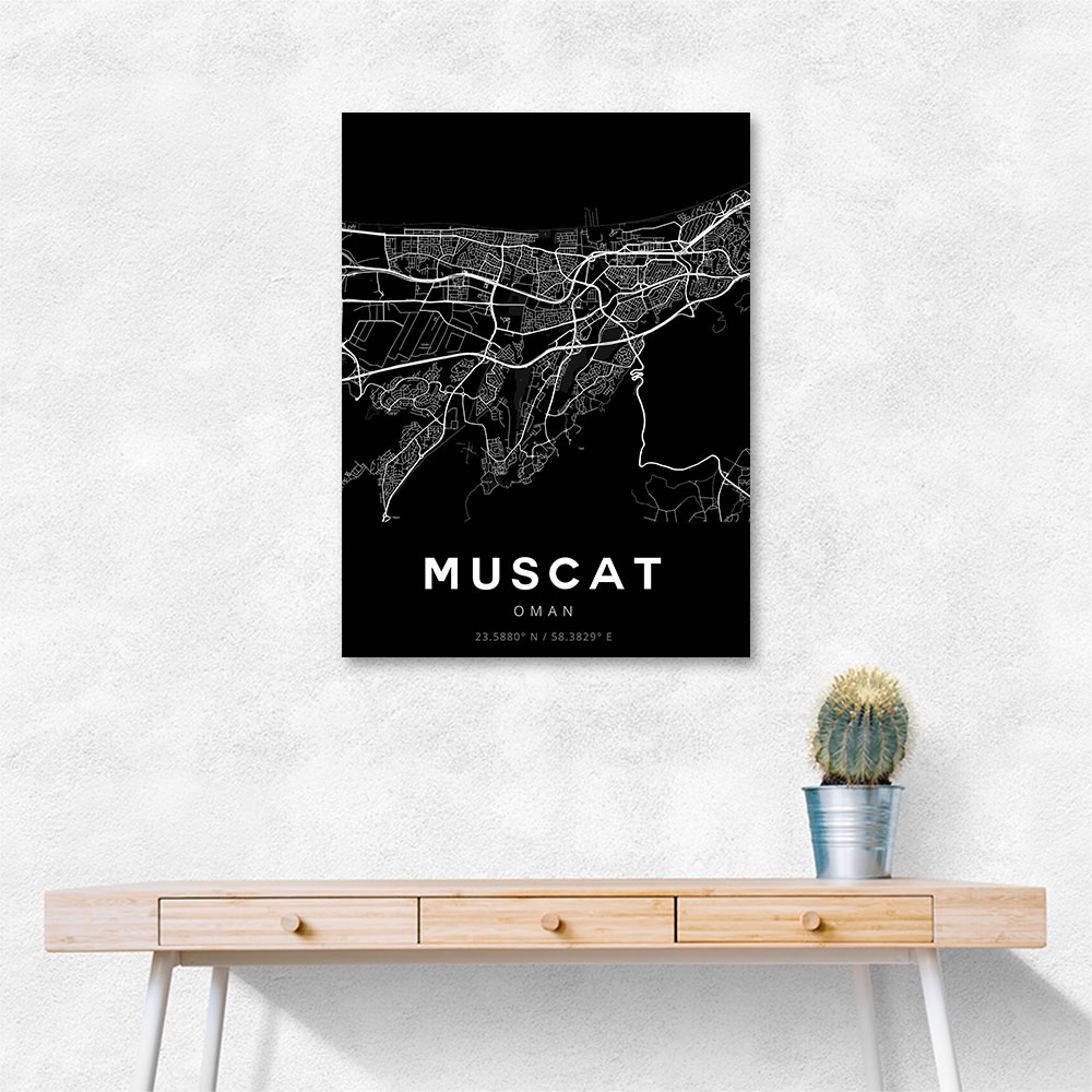 Muscat City Map - Black