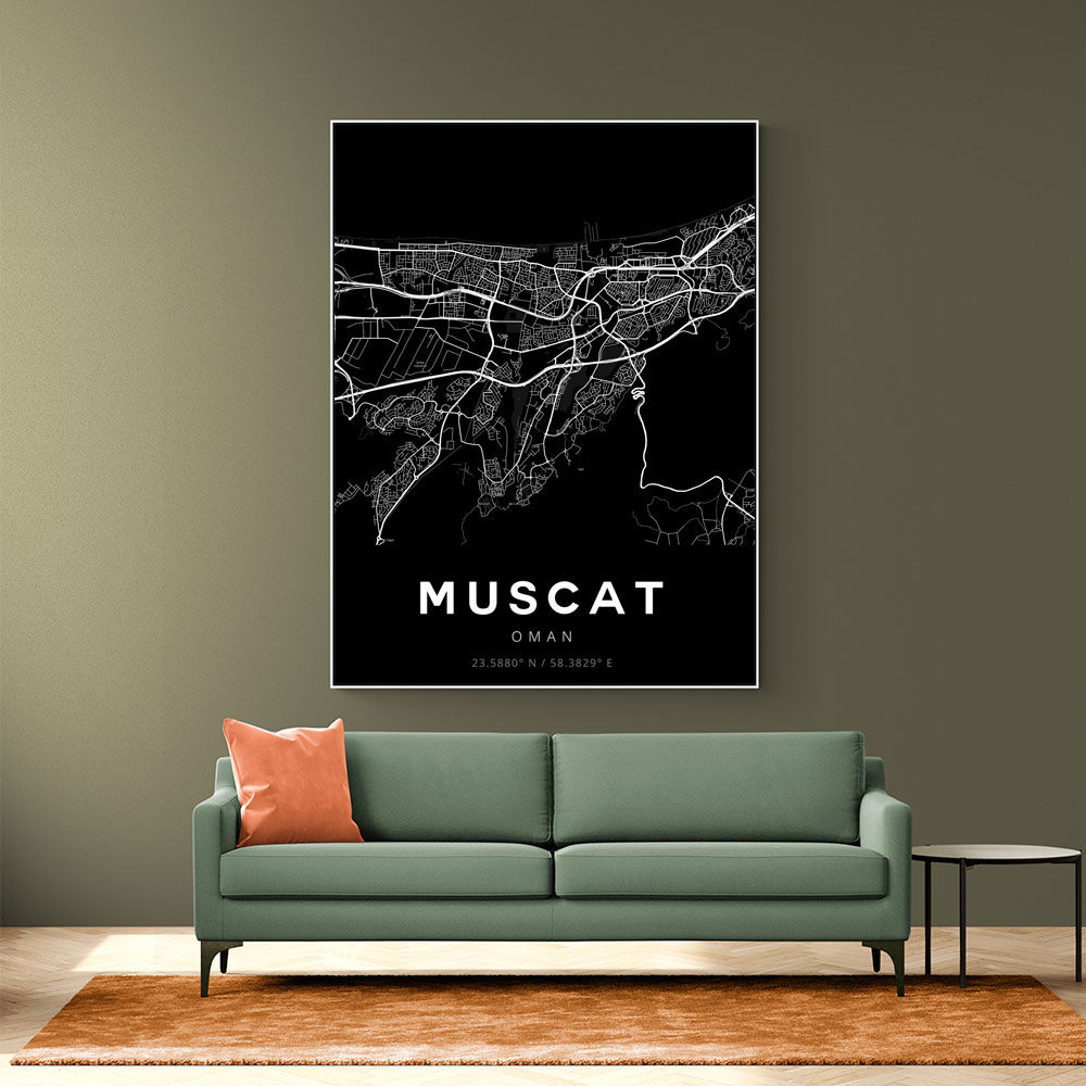 Muscat City Map - Black