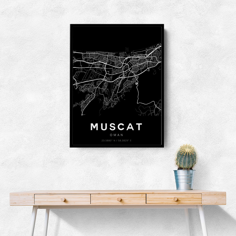 Muscat City Map - Black