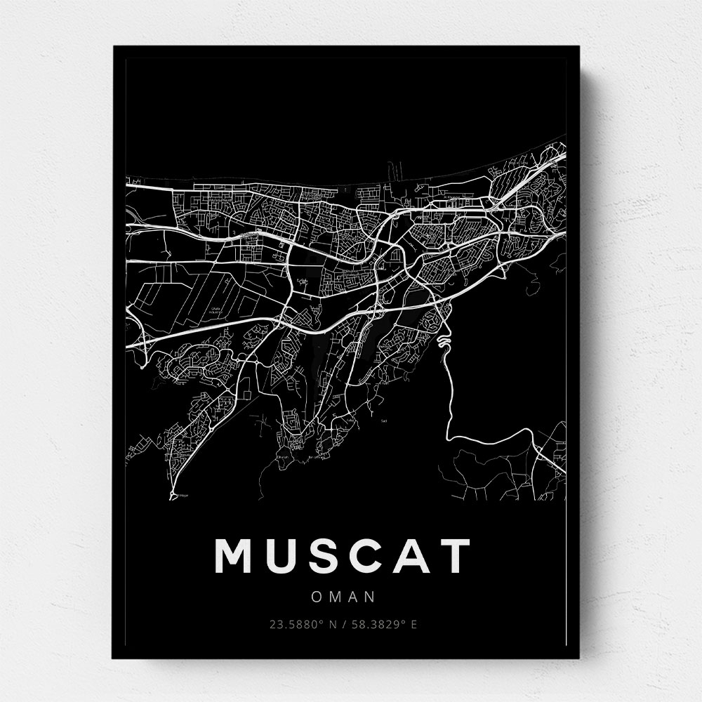 Muscat City Map - Black