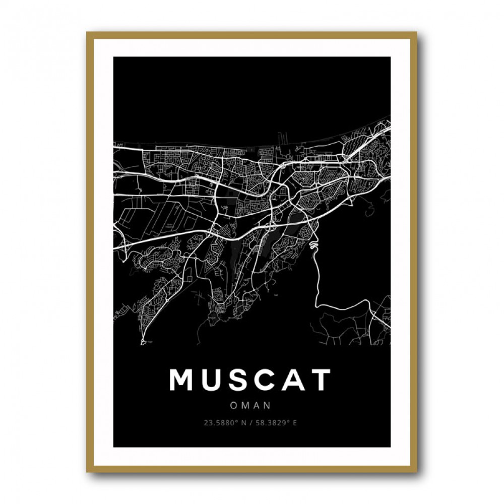 Muscat City Map - Black