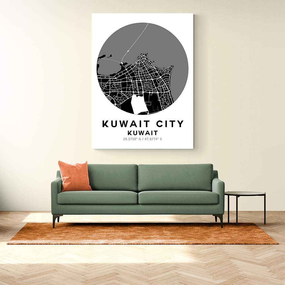 Kuwait City Map Round