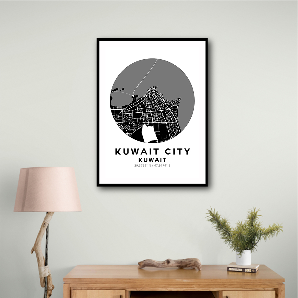 Kuwait City Map Round