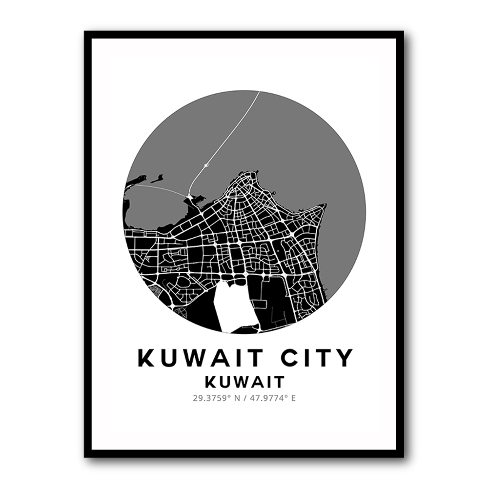 Kuwait City Map Round