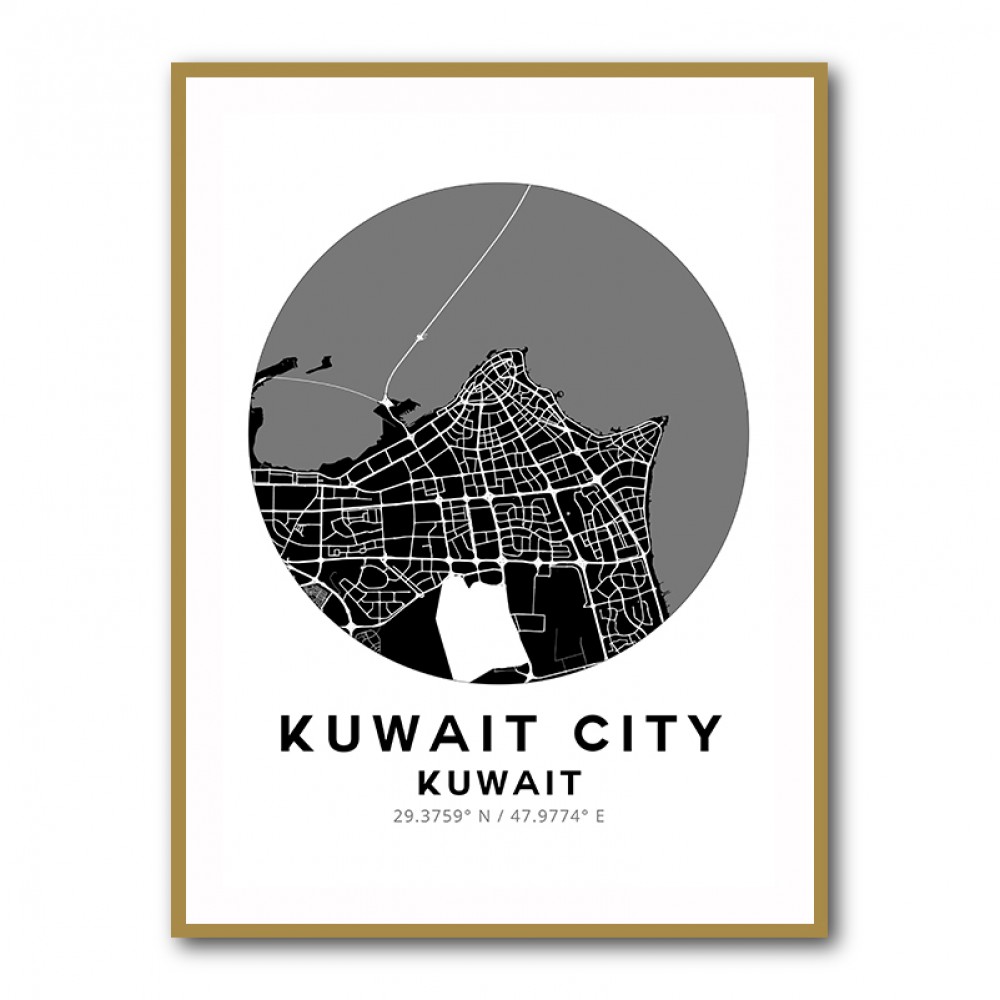 Kuwait City Map Round