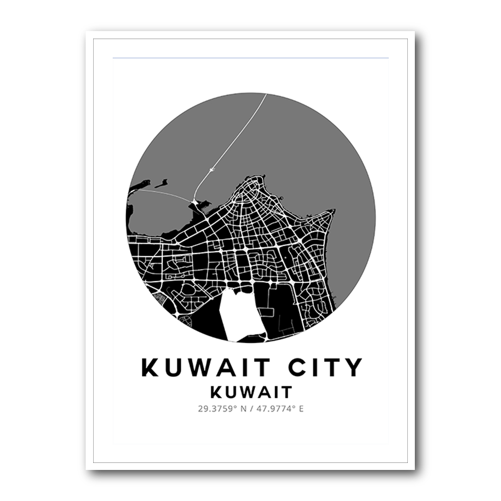 Kuwait City Map Round