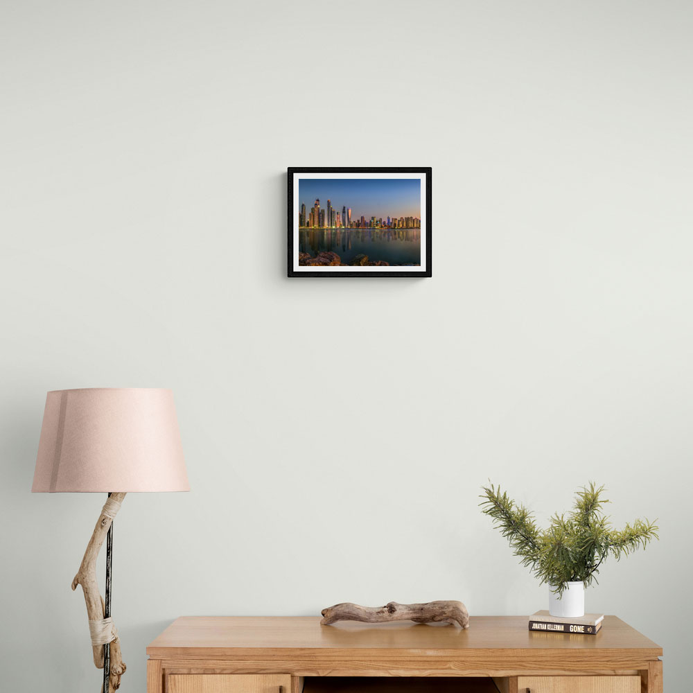 Rocky Shore and Skyscrapers