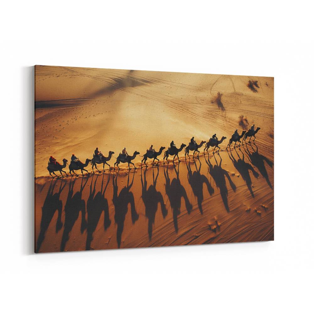 Camel Train Crossing The Desert