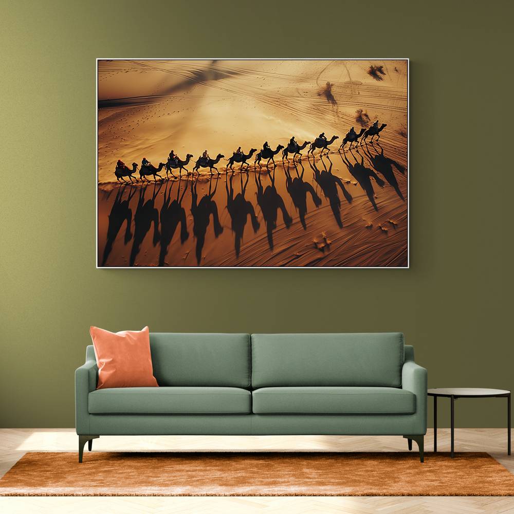 Camel Train Crossing The Desert