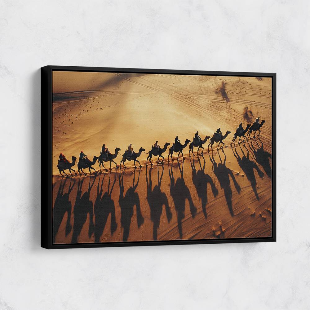 Camel Train Crossing The Desert