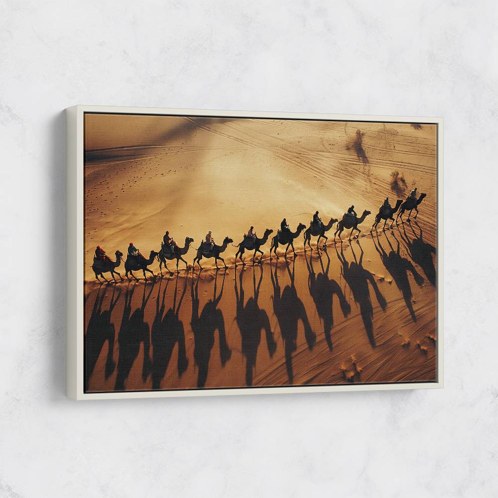 Camel Train Crossing The Desert