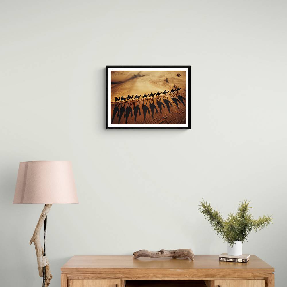 Camel Train Crossing The Desert