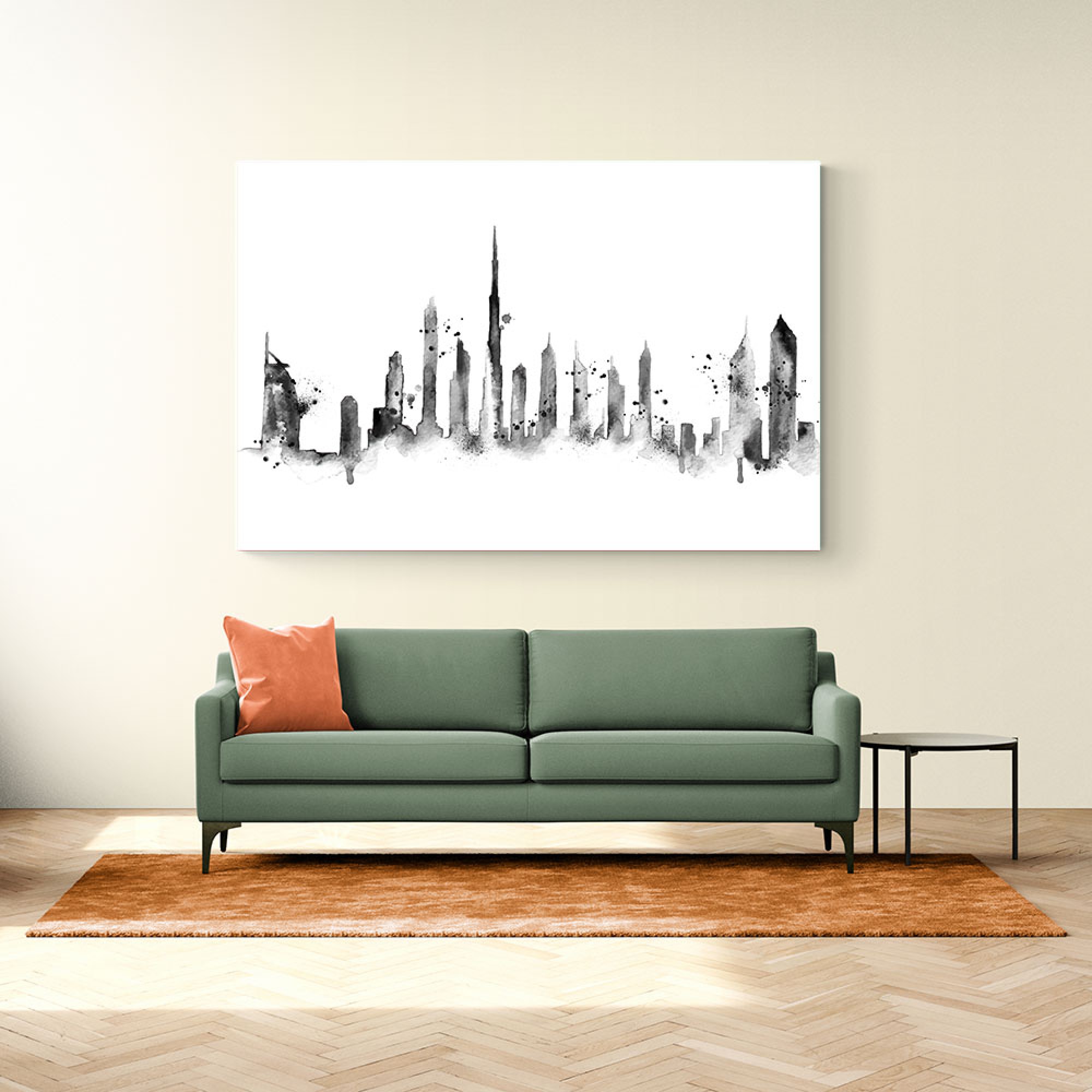 Dubai Skyline Black & White Wall Art