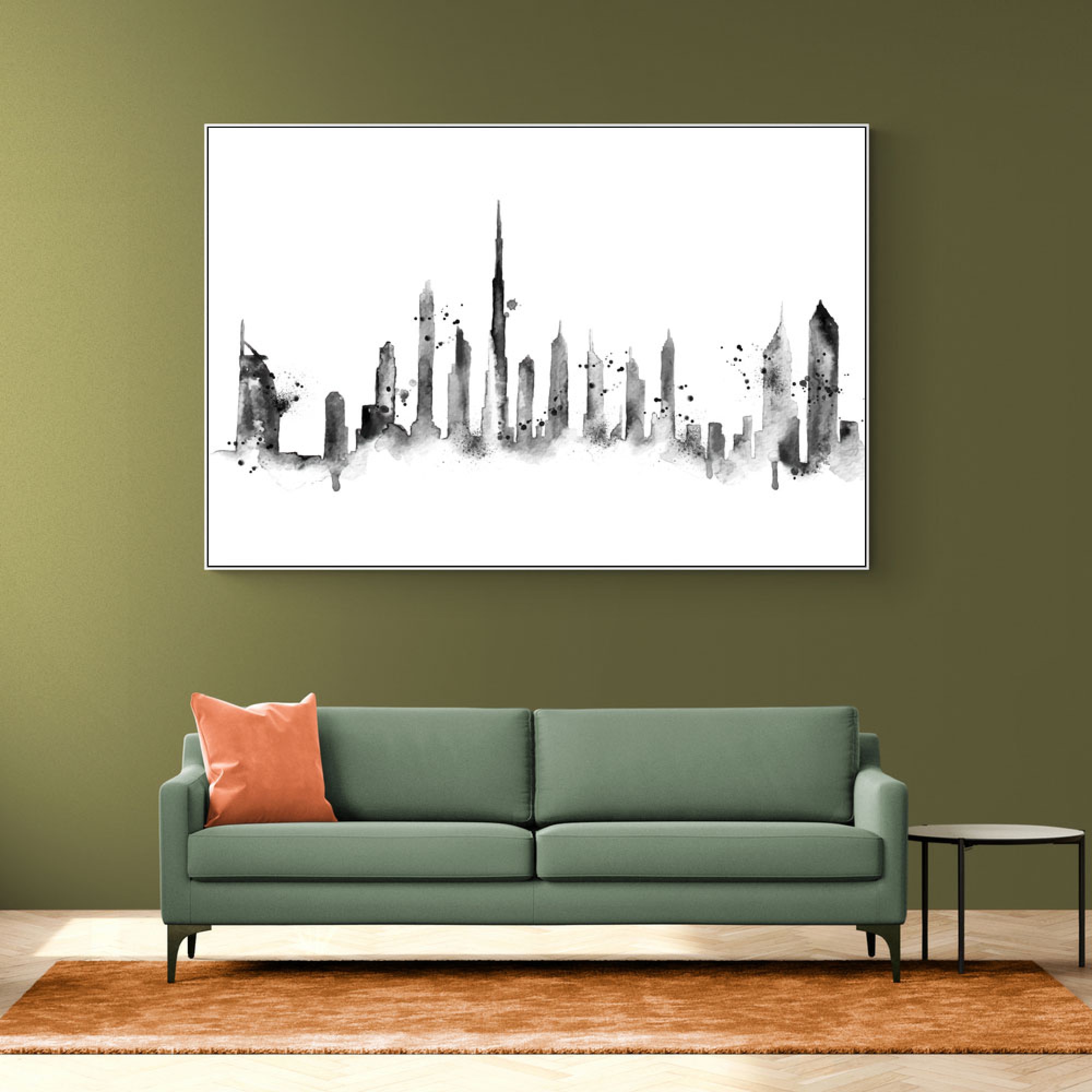 Dubai Skyline Black & White Wall Art