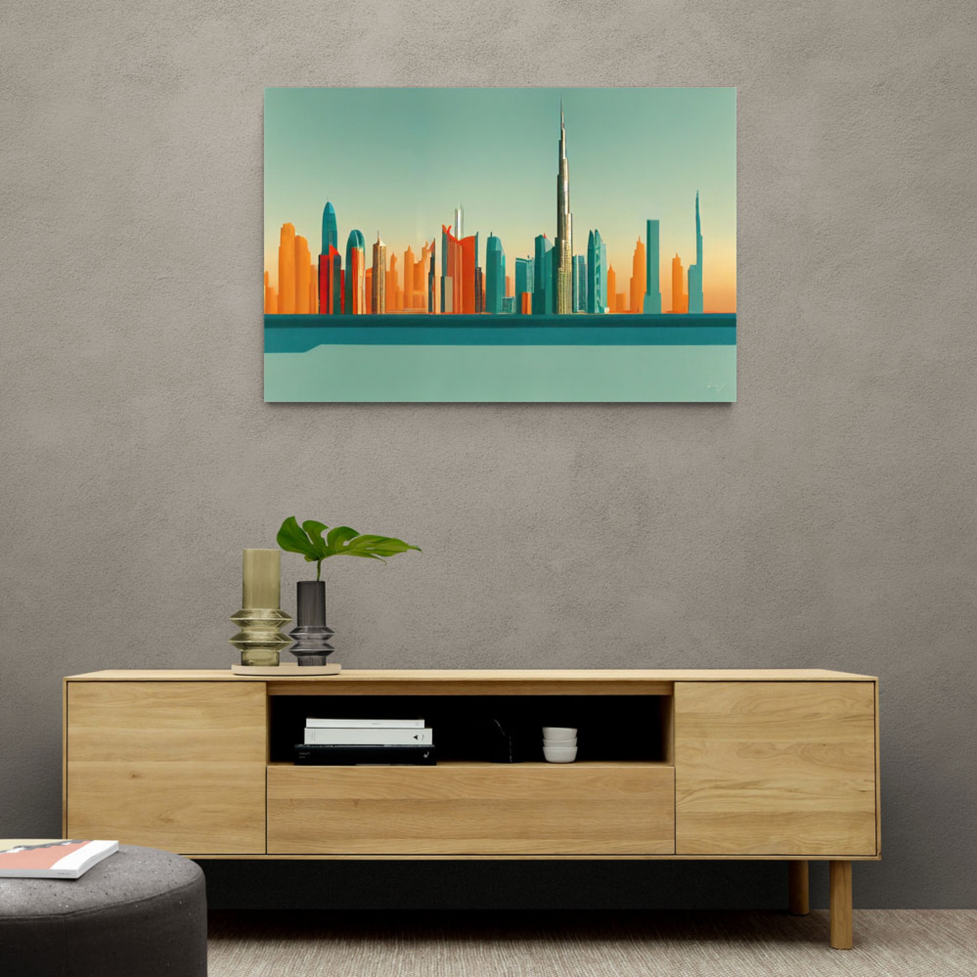 Dubai Skyline Hockney Style Wall Art