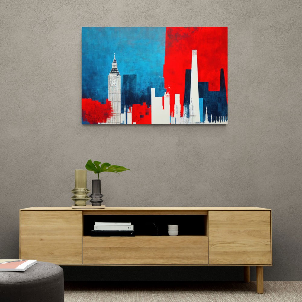 London Red & Blue Skyline Abstract