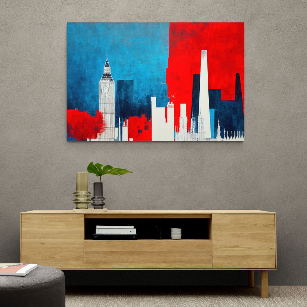 London Red & Blue Skyline Abstract