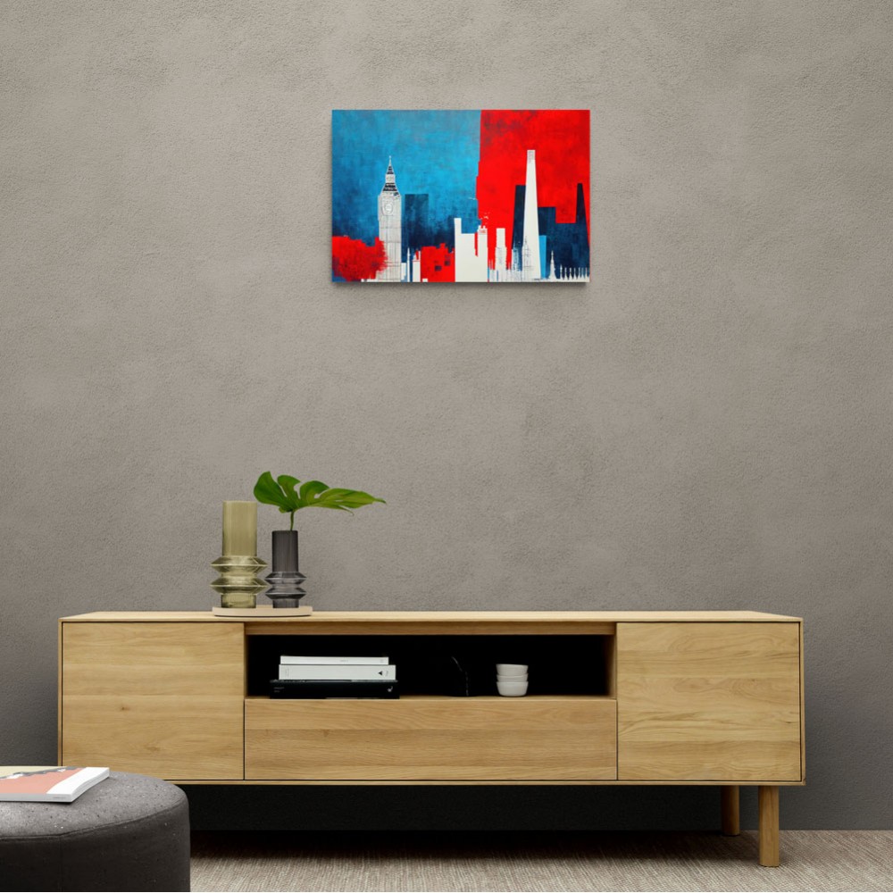 London Red & Blue Skyline Abstract