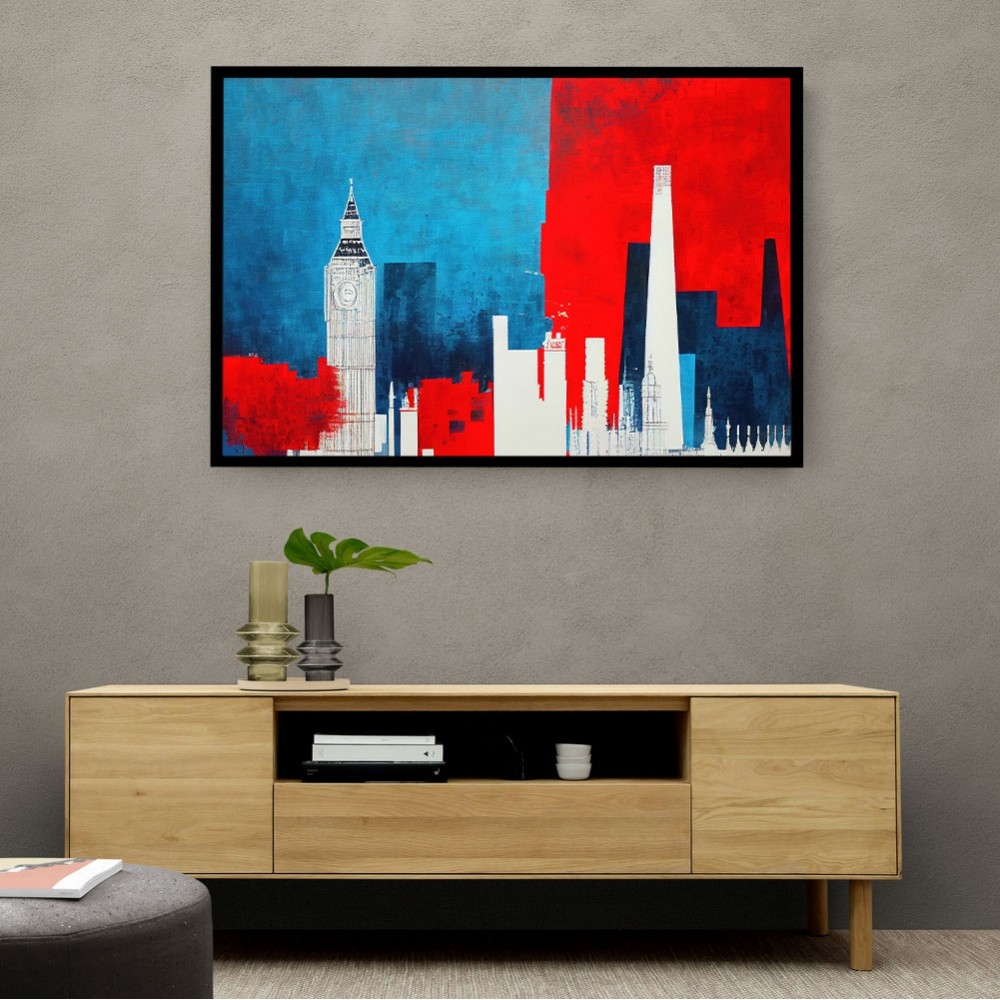 London Red & Blue Skyline Abstract